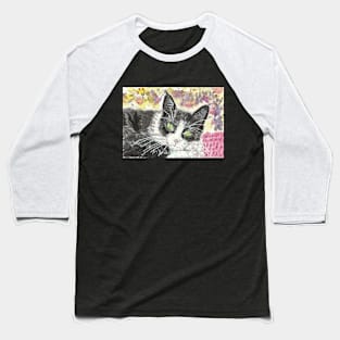 Cute cat black white Baseball T-Shirt